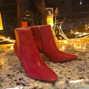 Zara red booties, like new